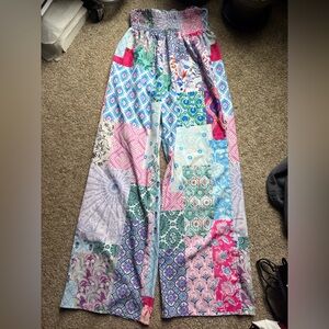 Colorful Patchwork Wide-Leg Pants